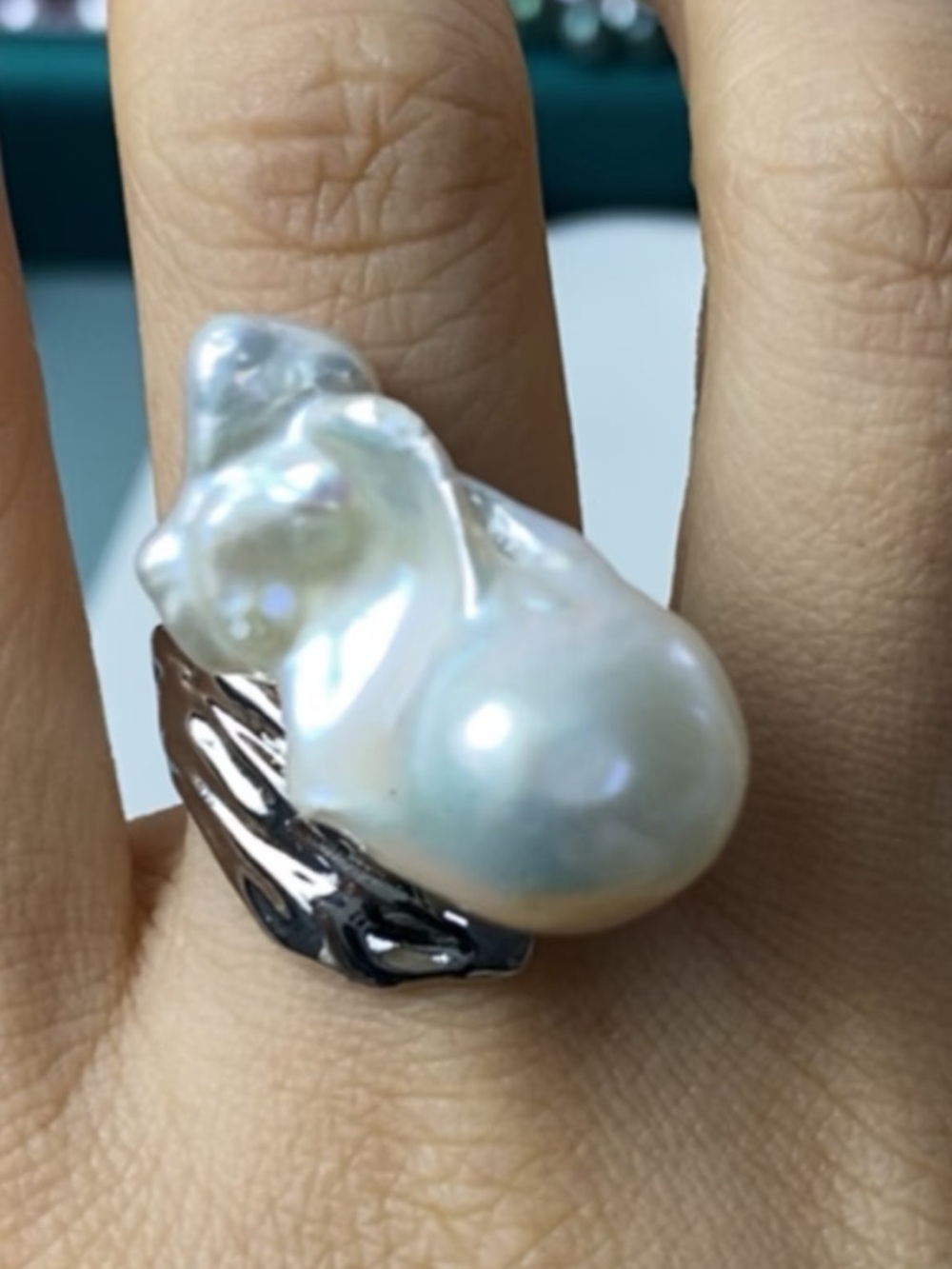 Freshwater Baroque Pearl Statement Ring in White